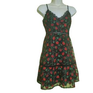 Jack by Bb Dakota womens mini dress size small black/red color mesh floral print
